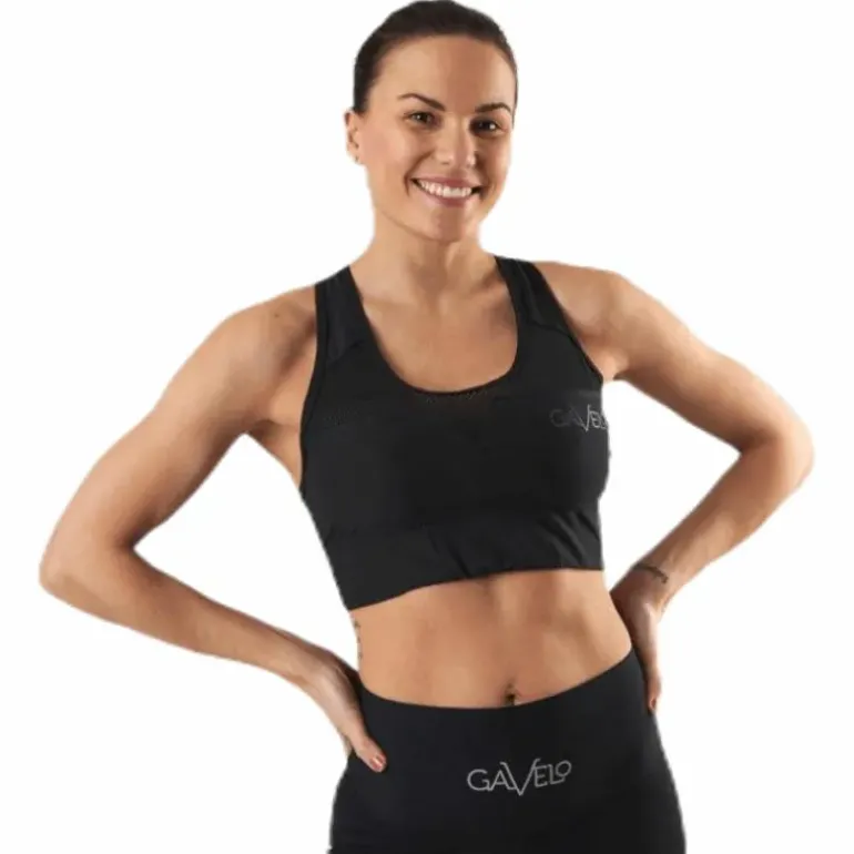 Mesh Black Swirl Sports Bra Black