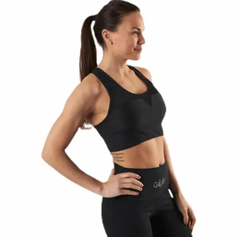 Mesh Black Swirl Sports Bra Black