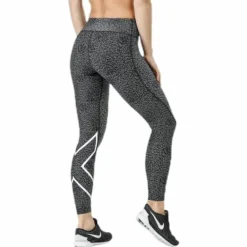 Mid-Rise Compression Print Tights W White/Black