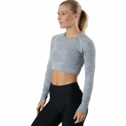Molly Seamless Ls Crop Top Grey