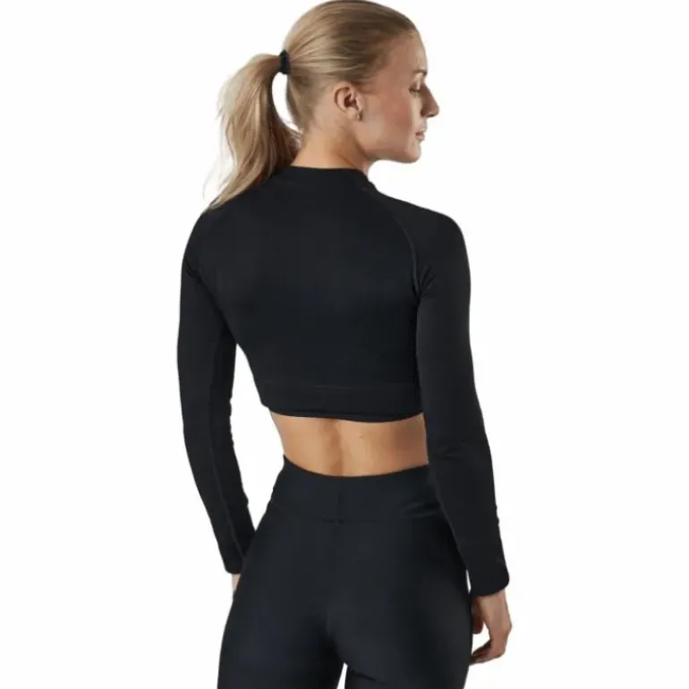 Molly Seamless Ls Crop Top Black