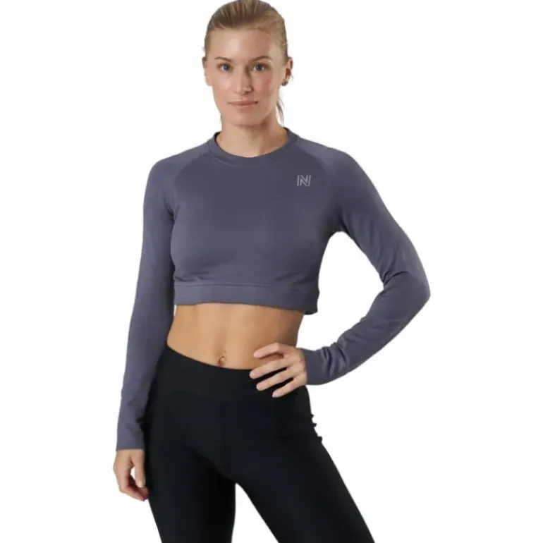 Molly Seamless Ls Crop Top Blue
