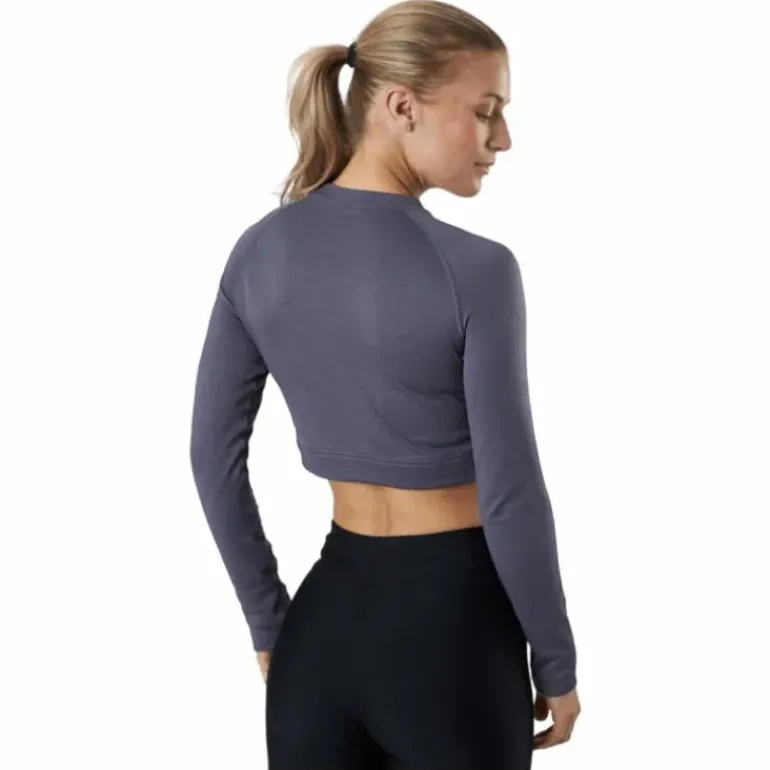 Molly Seamless Ls Crop Top Blue