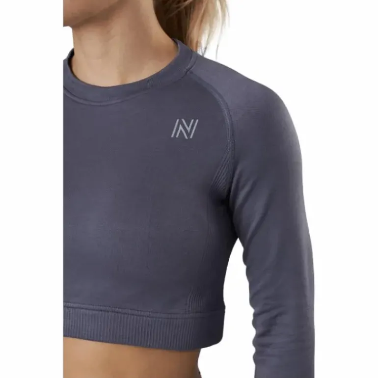 Molly Seamless Ls Crop Top Blue