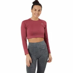 Molly Seamless LS Crop Top Pink