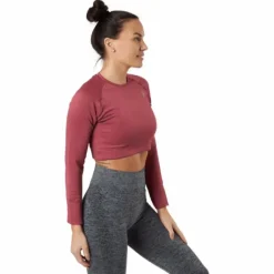 Molly Seamless LS Crop Top Pink