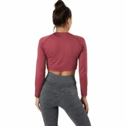 Molly Seamless LS Crop Top Pink