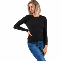Natalia L/S Rib Pullover Knt Black