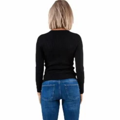 Natalia L/S Rib Pullover Knt Black