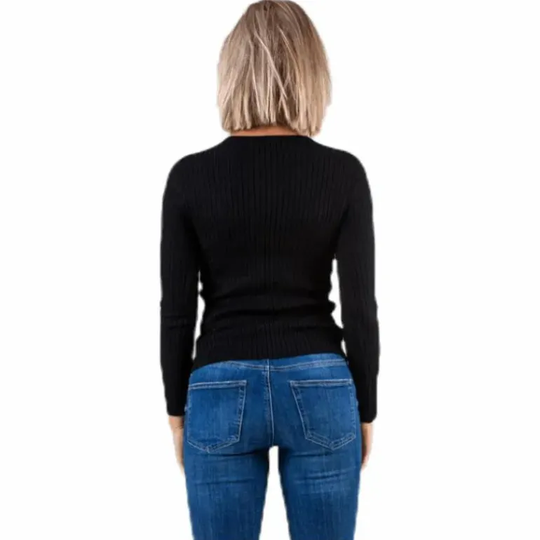 Natalia L/S Rib Pullover Knt Black