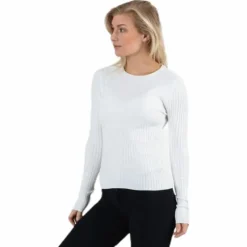 Natalia L/S Rib Pullover Knt White