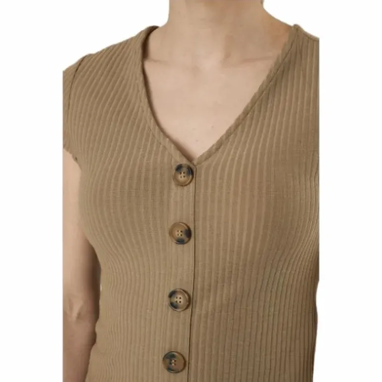 Nella S/S Button Top Jrs Beige