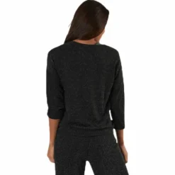 New Queen 3/4 Glitter Top Jrs Black