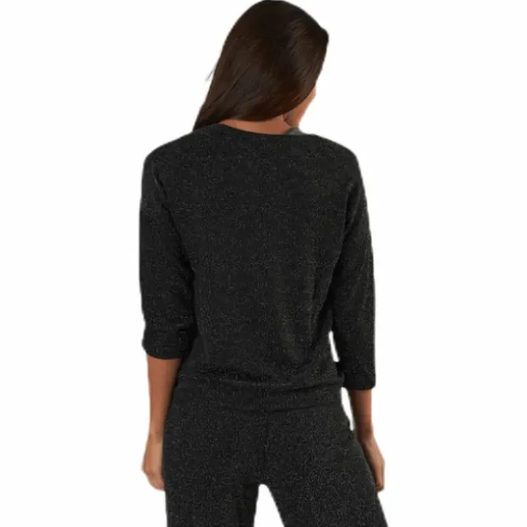 New Queen 3/4 Glitter Top Jrs Black