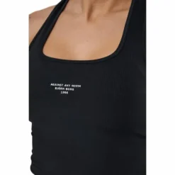Night Rib Crop Tank Black