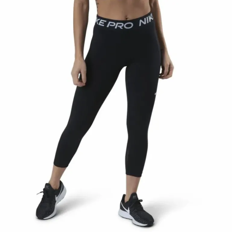 Nike Pro 365 Women's Mid-Rise Crop Leggings BLACK/WHITE