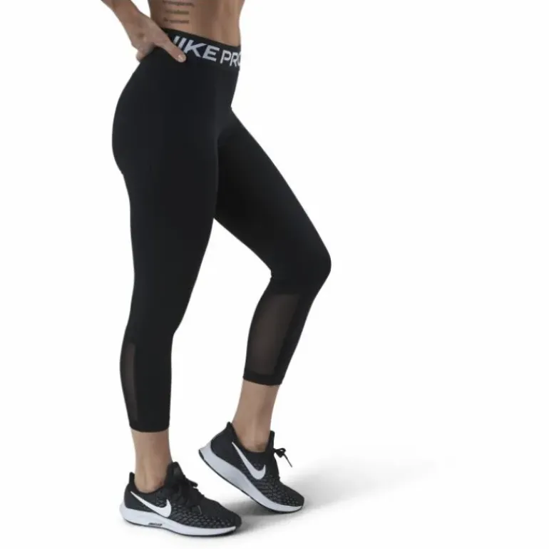 Nike Pro 365 Women's Mid-Rise Crop Leggings BLACK/WHITE