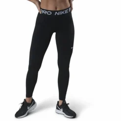 Nike Pro Women's Mid-Rise Mesh-Paneled Leggings BLACK/WHITE