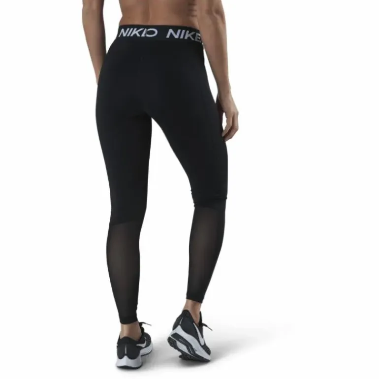 Nike Pro Women's Mid-Rise Mesh-Paneled Leggings BLACK/WHITE