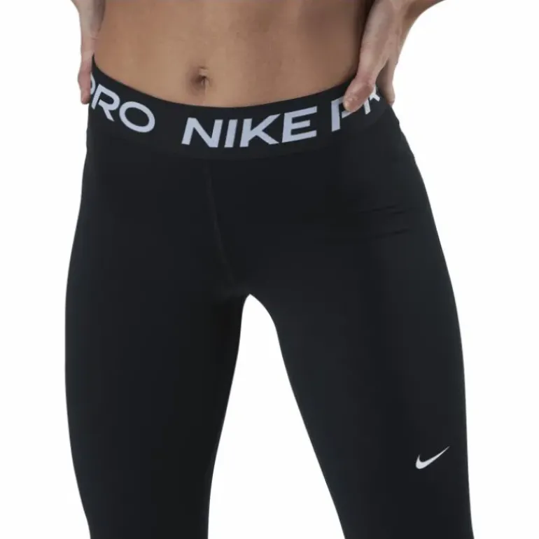 Nike Pro Women's Mid-Rise Mesh-Paneled Leggings BLACK/WHITE