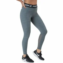 Nike Pro Women's Mid-Rise Mesh-Paneled Leggings SMOKE GREY/HTR/BLACK/WHITE