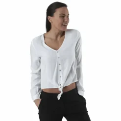 Nina Life L/S Tie Shirt Wvn White