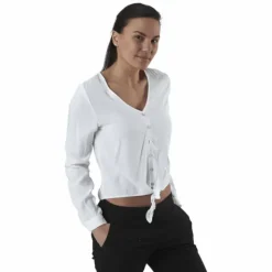 Nina Life L/S Tie Shirt Wvn White