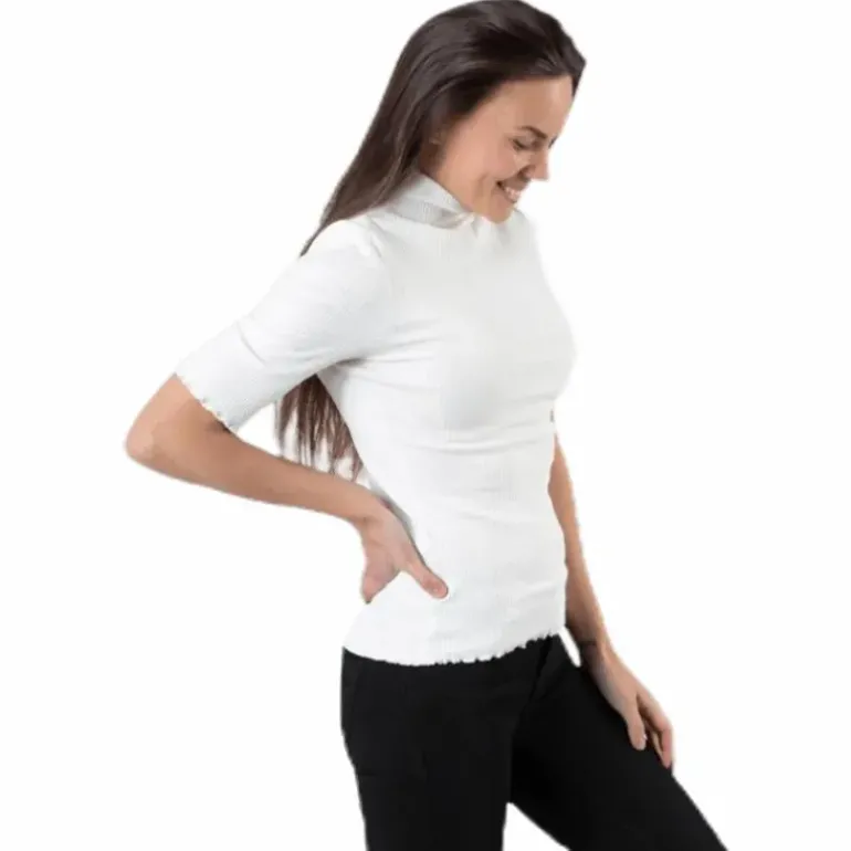 Nukisa 2/4 Mock Neck Top Bc White