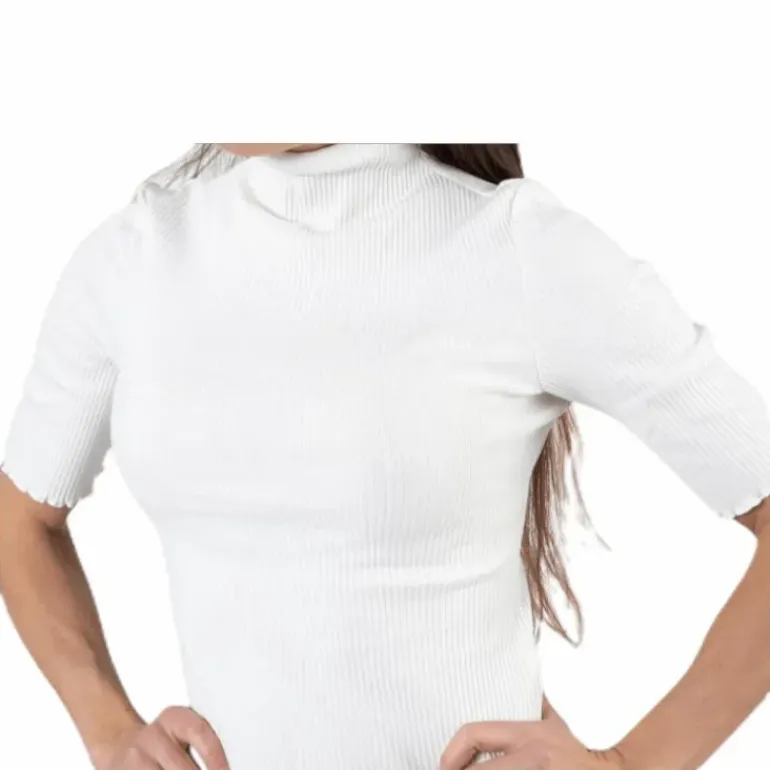 Nukisa 2/4 Mock Neck Top Bc White