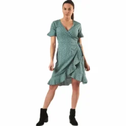 Olivia S/S Wrap Dress Wvn Green