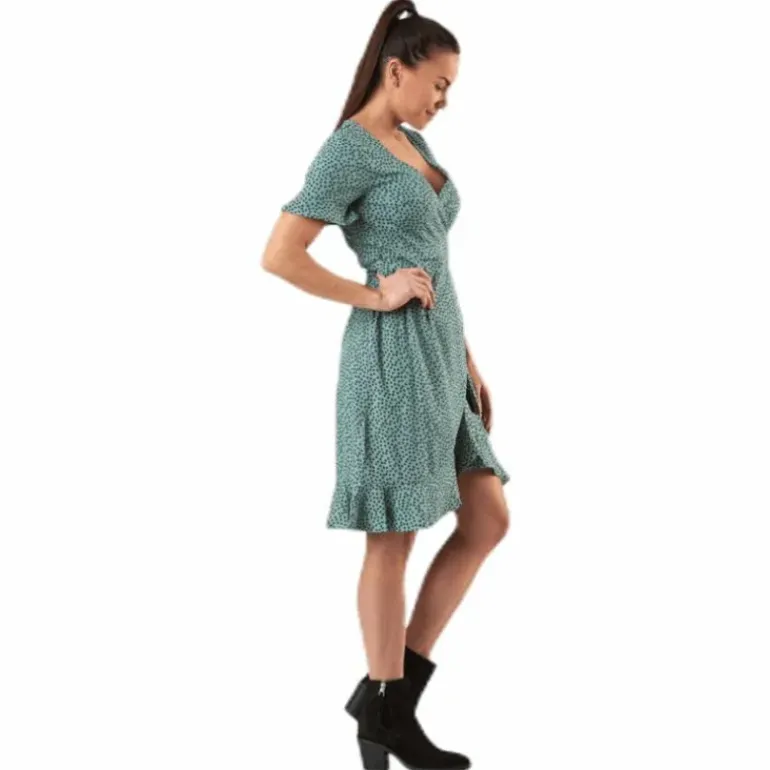 Olivia S/S Wrap Dress Wvn Green