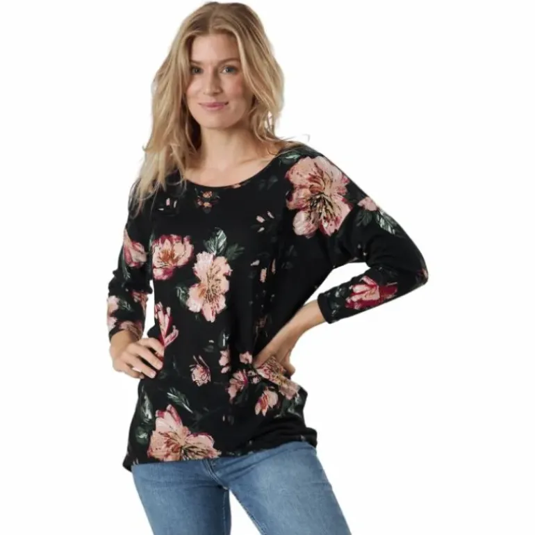 Onlelcos 4/5 Aop Top Jrs Noos Black W/jasmin Flower 15