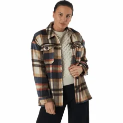Onlmaci L/s Check Shacket Pnt Humus