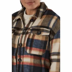 Onlmaci L/s Check Shacket Pnt Humus
