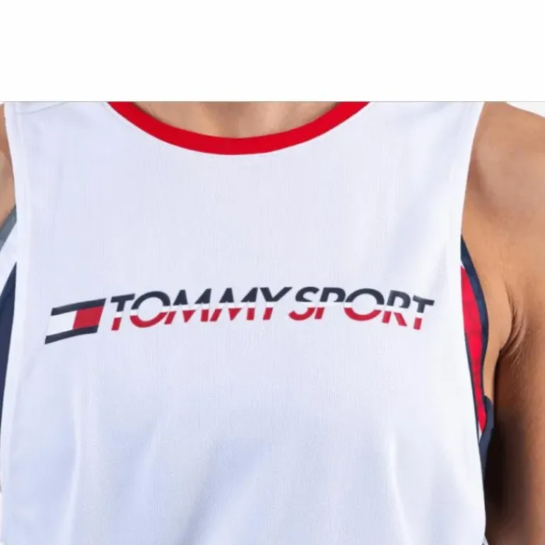 Open Back Tape Tank Top White