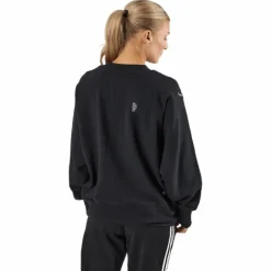 Oversized Crewneck Sweatshirt with Healing Crystal-Inspired Graphics Black