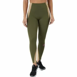 Own The Run Block 7/8 Running Leggings Women Focus Olive / Beige Tone