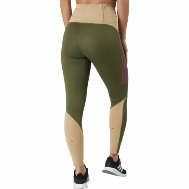 Own The Run Block 7/8 Running Leggings Women Focus Olive / Beige Tone