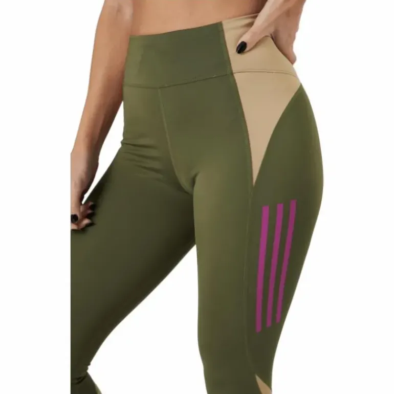 Own The Run Block 7/8 Running Leggings Women Focus Olive / Beige Tone
