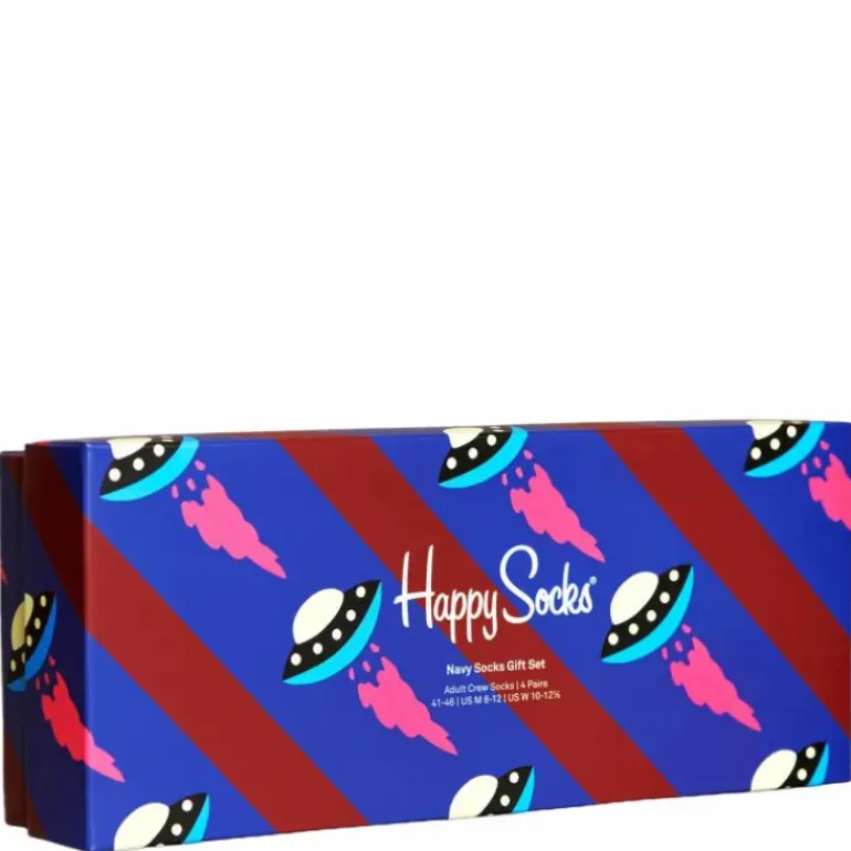 4-pack Navy Socks Gift Set Burgundy