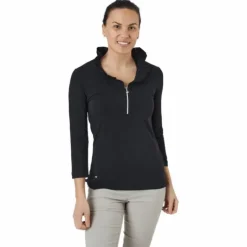 Patrice 3/4 Polo Shirt Black