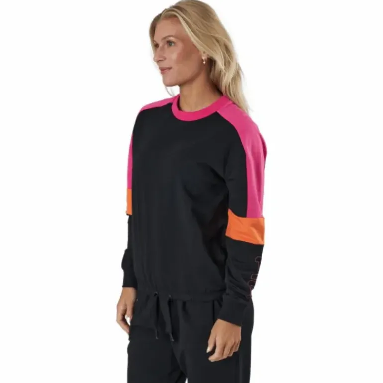 Paulina Cropped Crew Sweat Black-beetroot Purple-mandarin