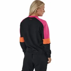 Paulina Cropped Crew Sweat Black-beetroot Purple-mandarin