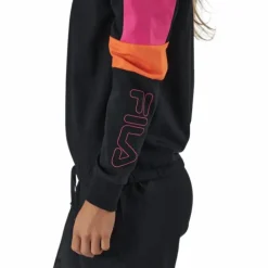 Paulina Cropped Crew Sweat Black-beetroot Purple-mandarin