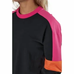Paulina Cropped Crew Sweat Black-beetroot Purple-mandarin