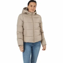 Pcbee New Short Puffer Jacket Silver Mink
