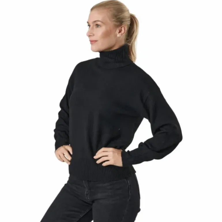 Pccava Ls High Neck Knit Bc Black