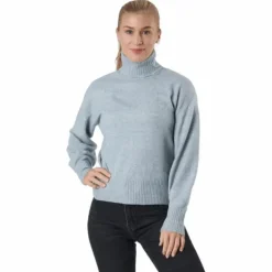 Pccava Ls High Neck Knit Bc Light Grey Melange
