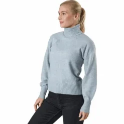 Pccava Ls High Neck Knit Bc Light Grey Melange