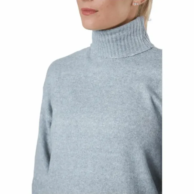 Pccava Ls High Neck Knit Bc Light Grey Melange